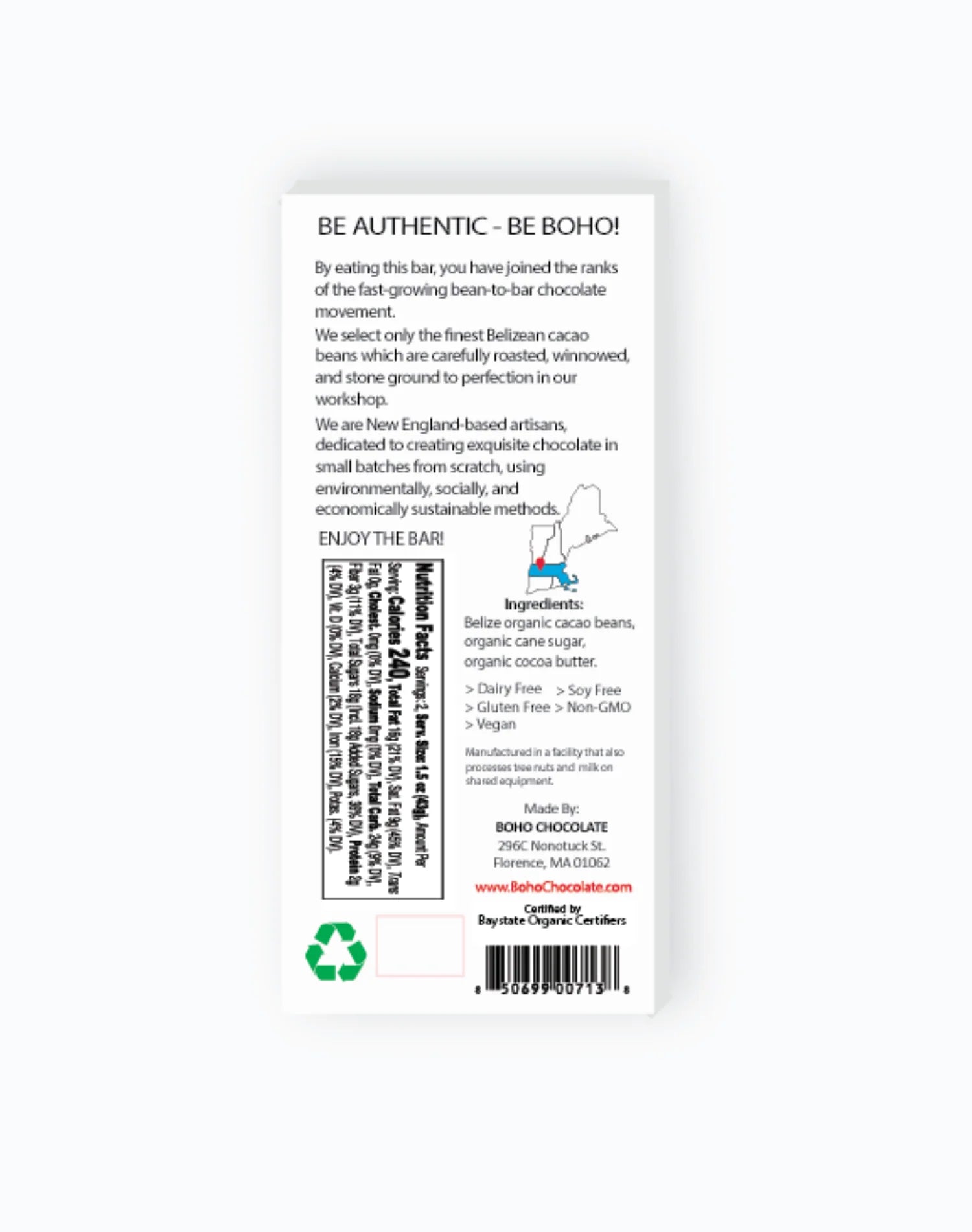 BOHO - Belize Maya Mountain 70% Dark Chocolate | Heirloom Single-Origin, ICA Winner Ingredients