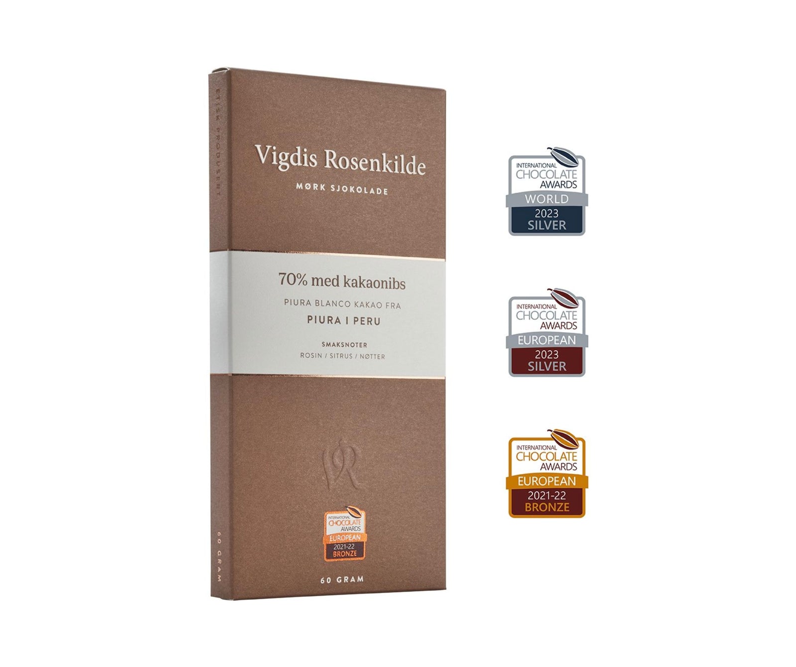 Vigdis Rosenkilde - Piura 70% with Nibs | World's Best Dark Chocolate